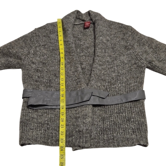 Olsen Cozy Wool Gray Knit Cardigan Sweater with Belt Womens Size US 4 - Picture 4 of 7